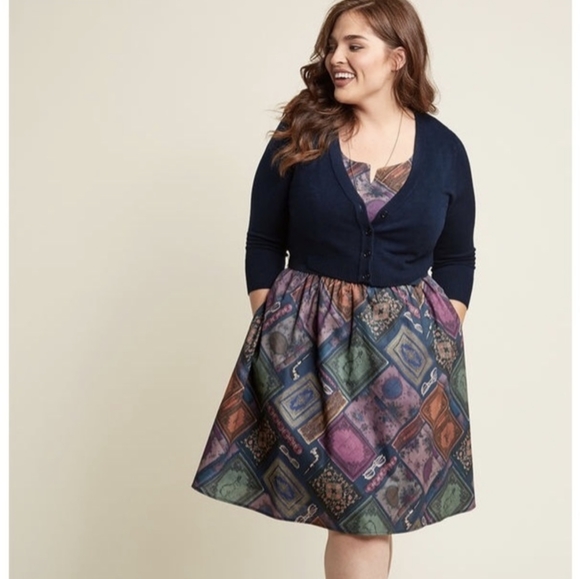 Modcloth To Thrill A Mockingbird Dress Reading Glasses Book Library Novelty S - Picture 3 of 13